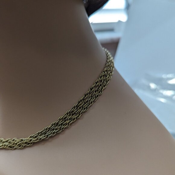 Anchor Serpent Weight Back Clasp Elegant Three Strand Necklace Gold Plated - Picture 5 of 10